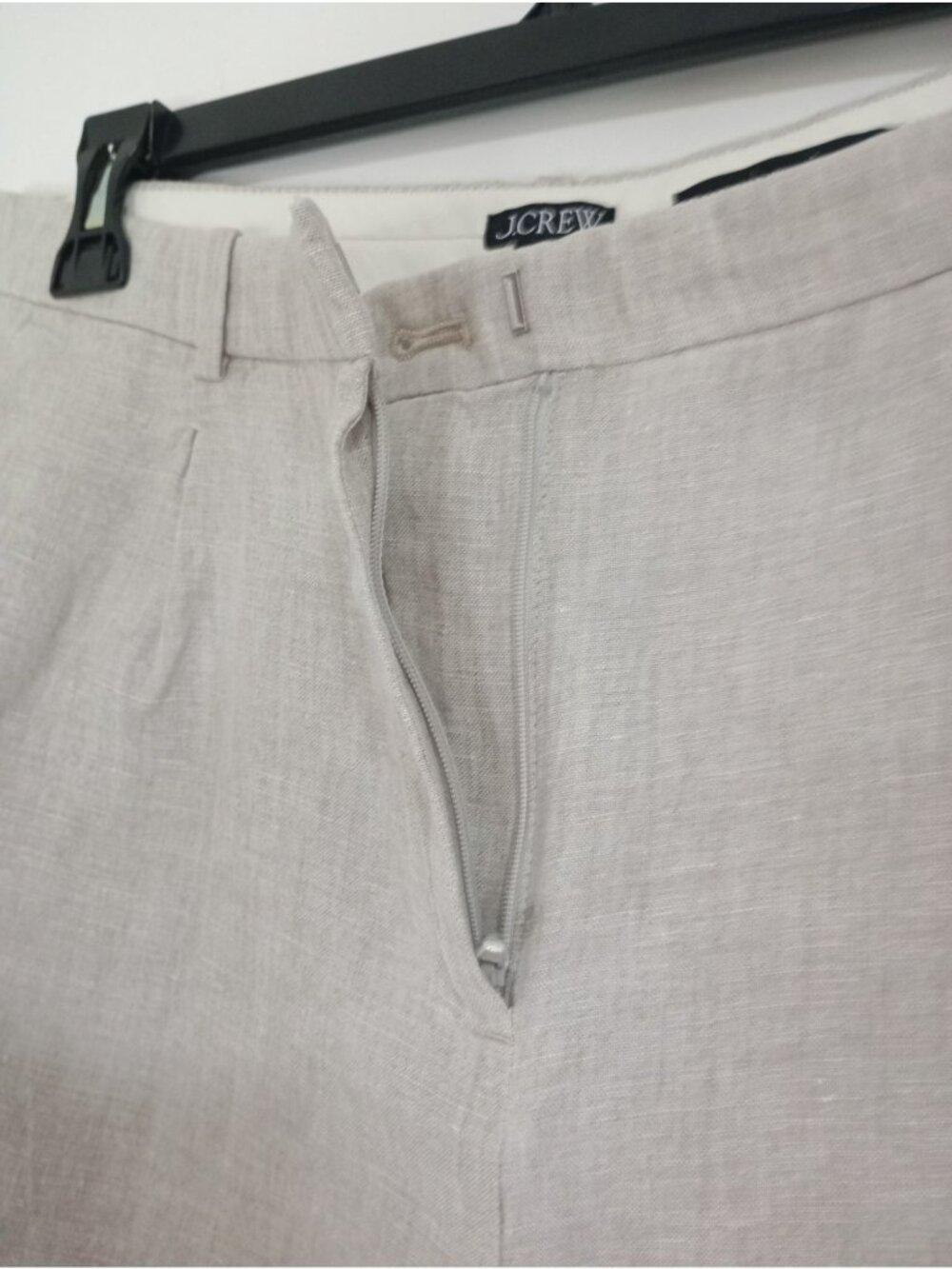 J.Crew Essential Wide Leg Linen Pants Beige Sz 10 Lightweight Tailored Trousers - Picture 5 of 14